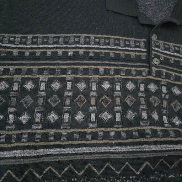 Vtg St. Croix  Men's Wool Sweater Sz L Black Geometric Minimalist Old Money - Picture 9 of 10